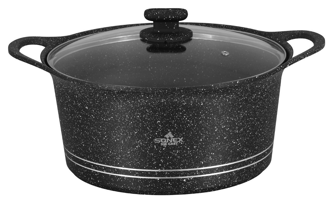 Glory Granite Non-Stick Cooking Pot with Glass Lid – PTFE & PFOA Free | Eco-Friendly & All Heat Source Compatible