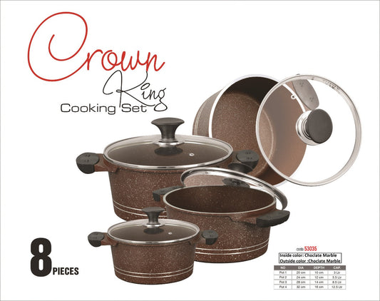 Granite/Marble Non-Stick Cookware Set – 4 Pots with Lids (20, 24, 28, 32 cm) | Eco-Friendly & All Heat Source Compatible