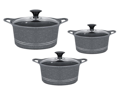 Ceramic Non-Stick Cookware Set – 3 Pots with Lids (20, 24, 28 cm) | PTFE & PFOA Free, Eco-Friendly