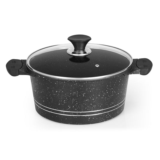 Crown Granite Non-Stick Cooking Pot with Glass Lid – Eco-Friendly & Induction Compatible