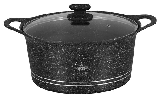 Glory Granite Non-Stick Cooking Pot with Glass Lid – PTFE & PFOA Free | Eco-Friendly & All Heat Source Compatible